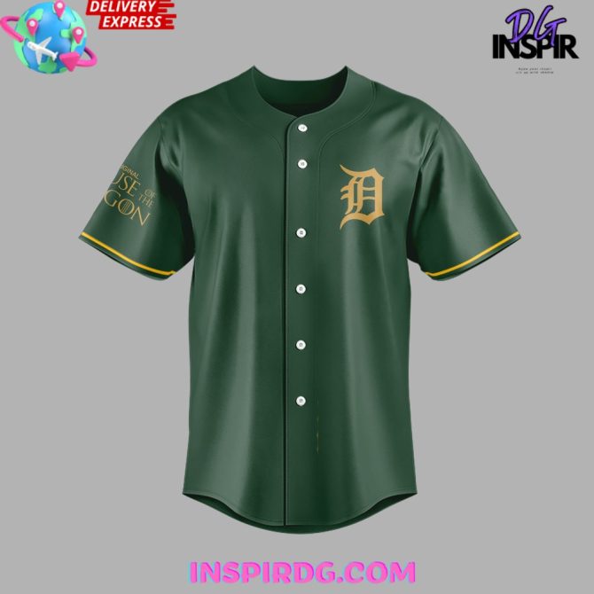 Detroit Tigers X House Of The Dragon Green Baseball Jersey - Image 2