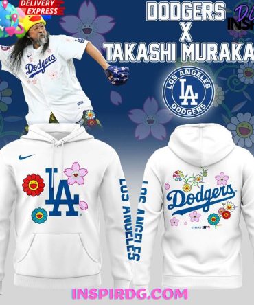 Limited Edition Dodgers X Takashi Murakami Hoodie – Vibrant Floral Design, Unisex
