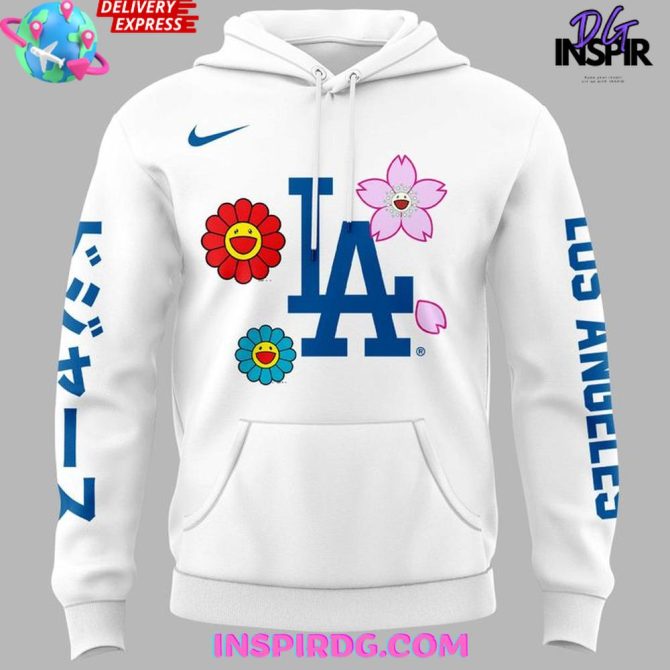 Limited Edition Dodgers X Takashi Murakami Hoodie – Vibrant Floral Design, Unisex - Image 2