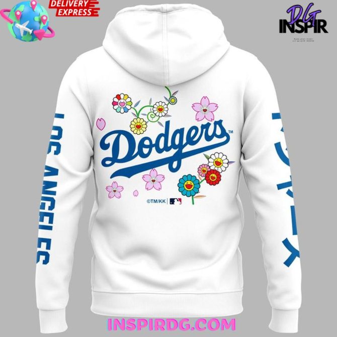 Limited Edition Dodgers X Takashi Murakami Hoodie – Vibrant Floral Design, Unisex - Image 3