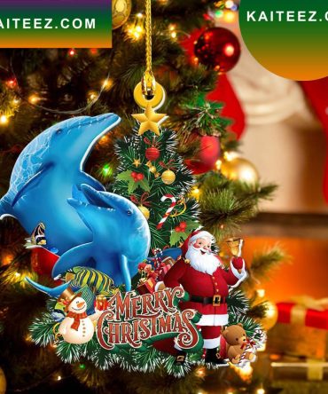 Dolphin Couple Merry Christmas Ornament