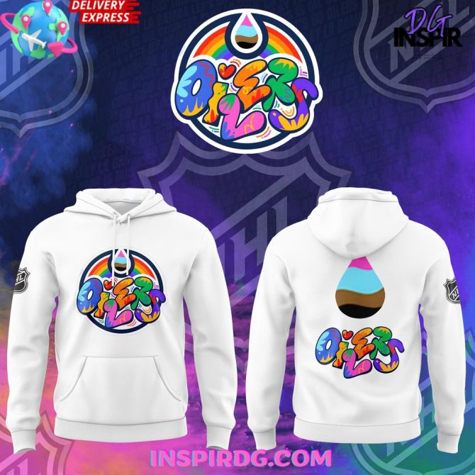 Edmonton Oilers X Pride Heritage Night White All Over Print Hoodie