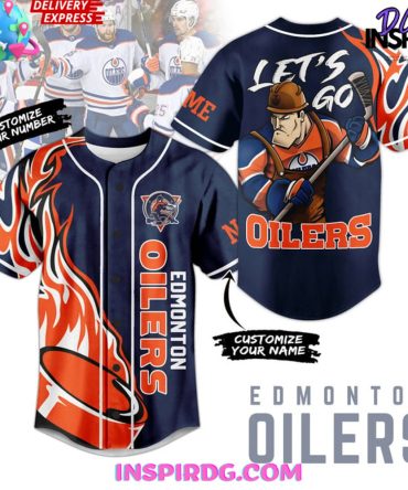 Edmonton Oilers Custom Name Baseball Jersey