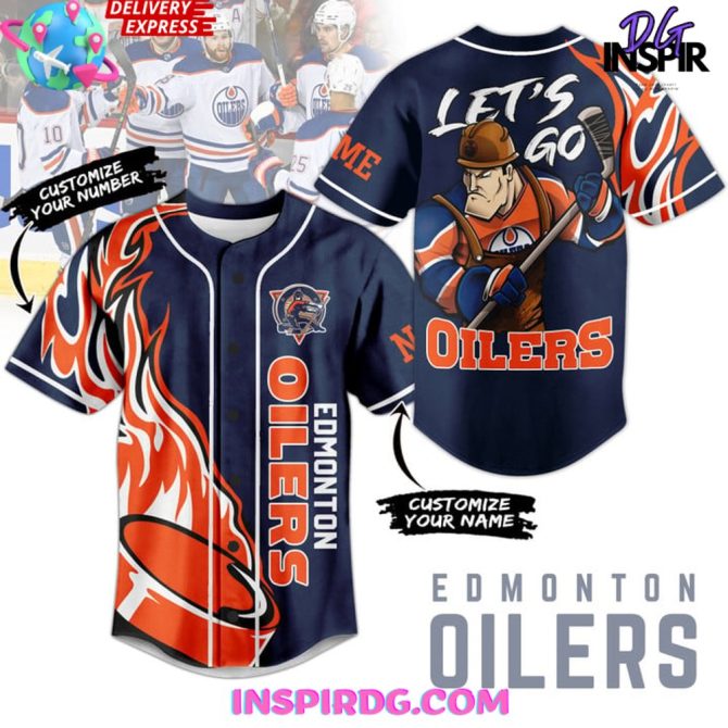 Edmonton Oilers Custom Name Baseball Jersey