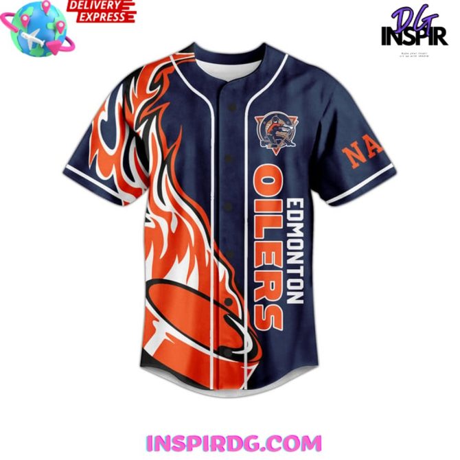 Edmonton Oilers Custom Name Baseball Jersey - Image 2