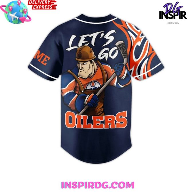 Edmonton Oilers Custom Name Baseball Jersey - Image 3