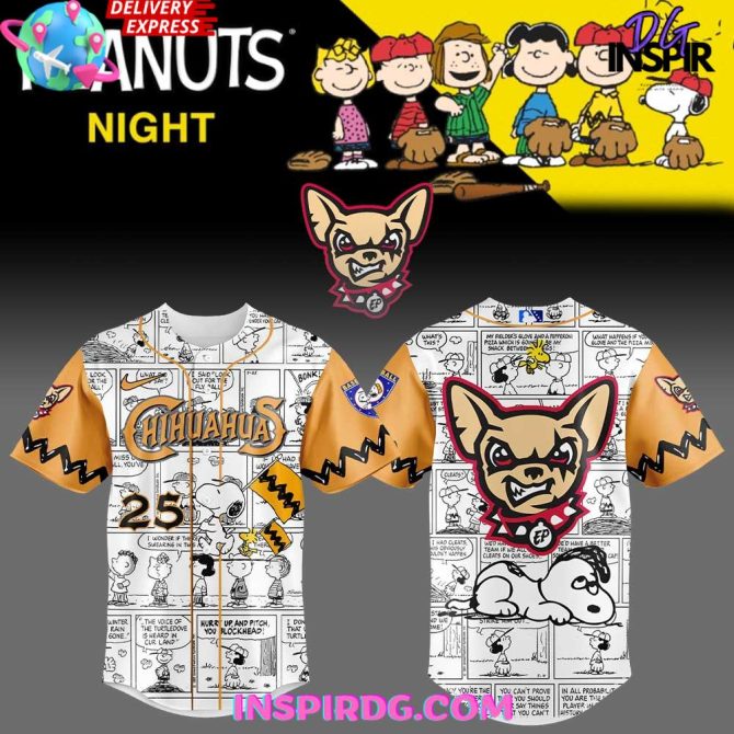 El Paso Chihuahuas 75Th Anniversary Of Peanuts Special Baseball Jersey
