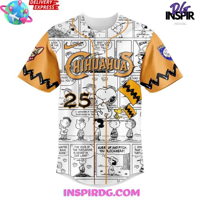 El Paso Chihuahuas 75Th Anniversary Of Peanuts Special Baseball Jersey - Image 2
