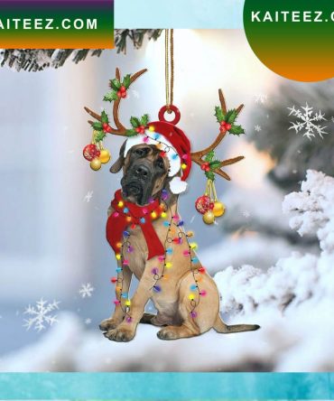 English Mastiff Reindeer Shape Christmas 2 Sides Christmas Ornament