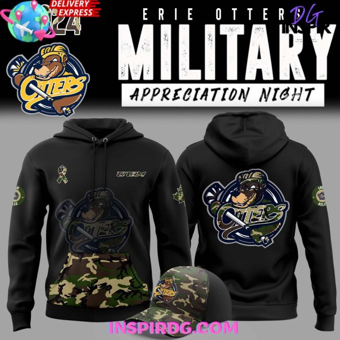 Erie Otters Military Appreciation 2024 Special All Over Print Hoodie