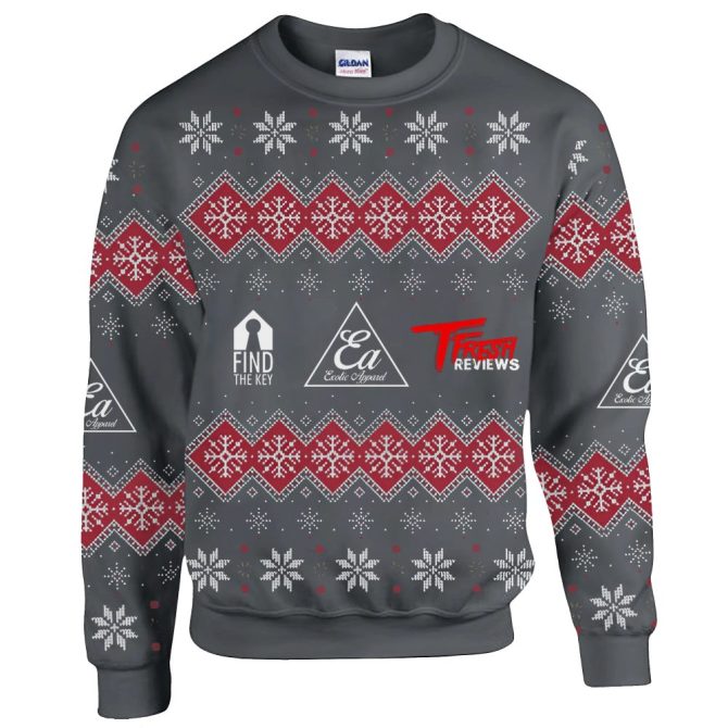 Cozy Winter Sweater - Festive Red & Grey Snowflake Pattern For Holiday Cheer