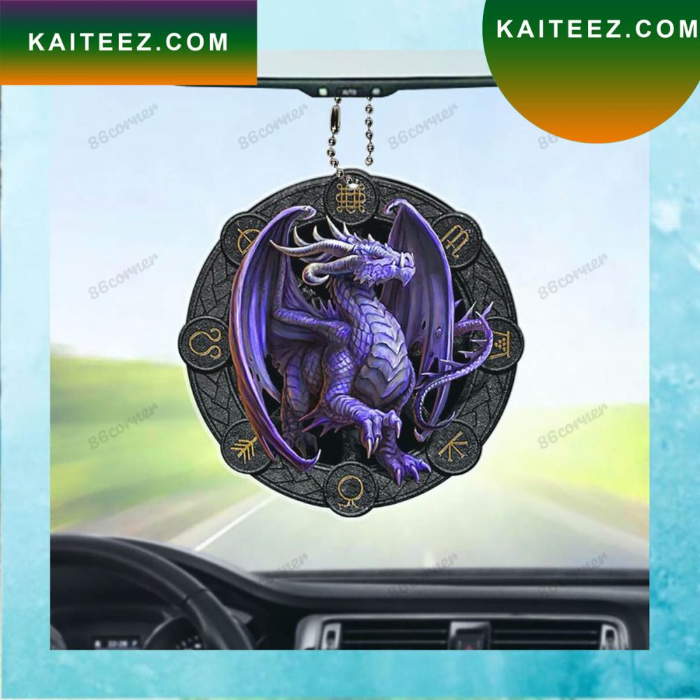 Fierce Purple Dragon Flat Car Christmas Ornament