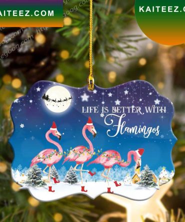 Flamingo Shape Christmas Ornament