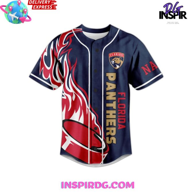 Florida Panthers Ice Hockey Custom Name Baseball Jersey - Image 2