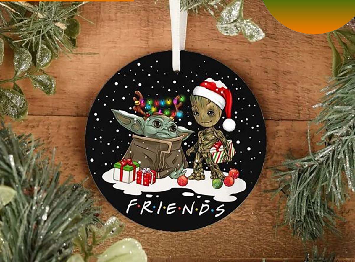 Friends Baby Yoda Groot Star Wars Christmas Ornament