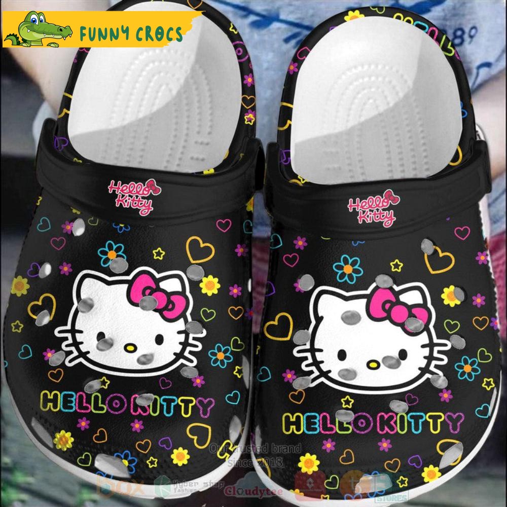 Funny Black Hello Kitty Crocs - Discover Comfort And Style Clog Shoes Unisex Clogs Garden Shoes