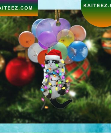 Funny Cat Balloon Christmas Flat Christmas Ornament