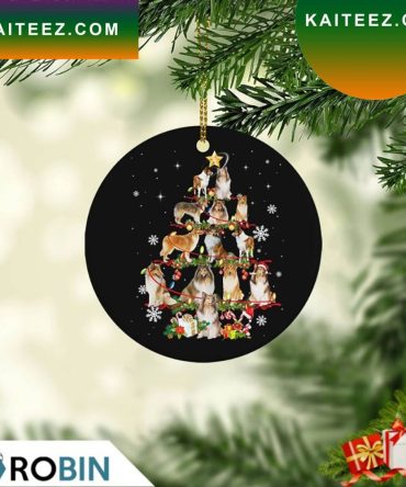 Funny Rough Collie Christmas Tree Lights Christmas Ornament