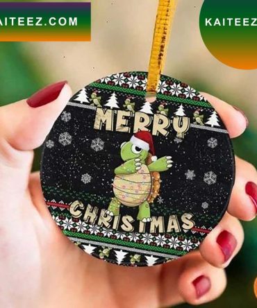 Funny Santa Turtle Dabbing Dancing Christmas  Ornament