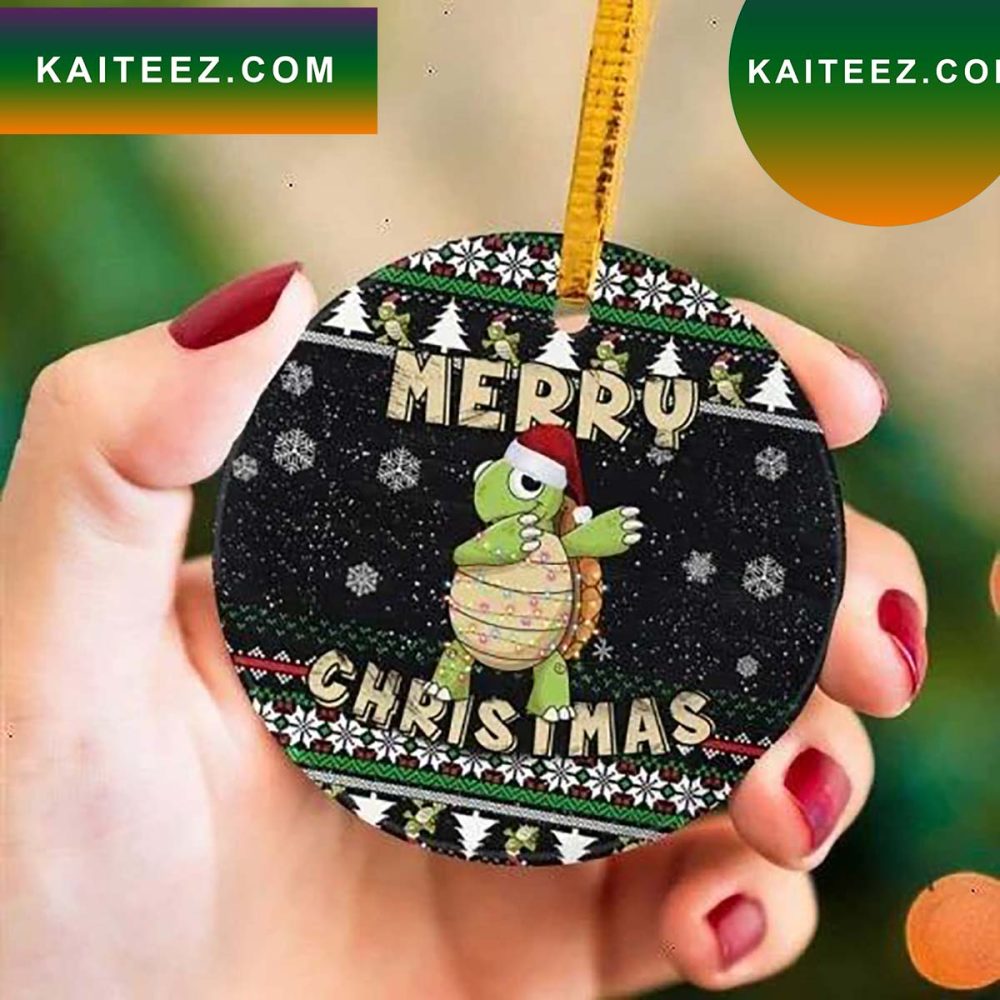 Funny Santa Turtle Dabbing Dancing Christmas Ornament