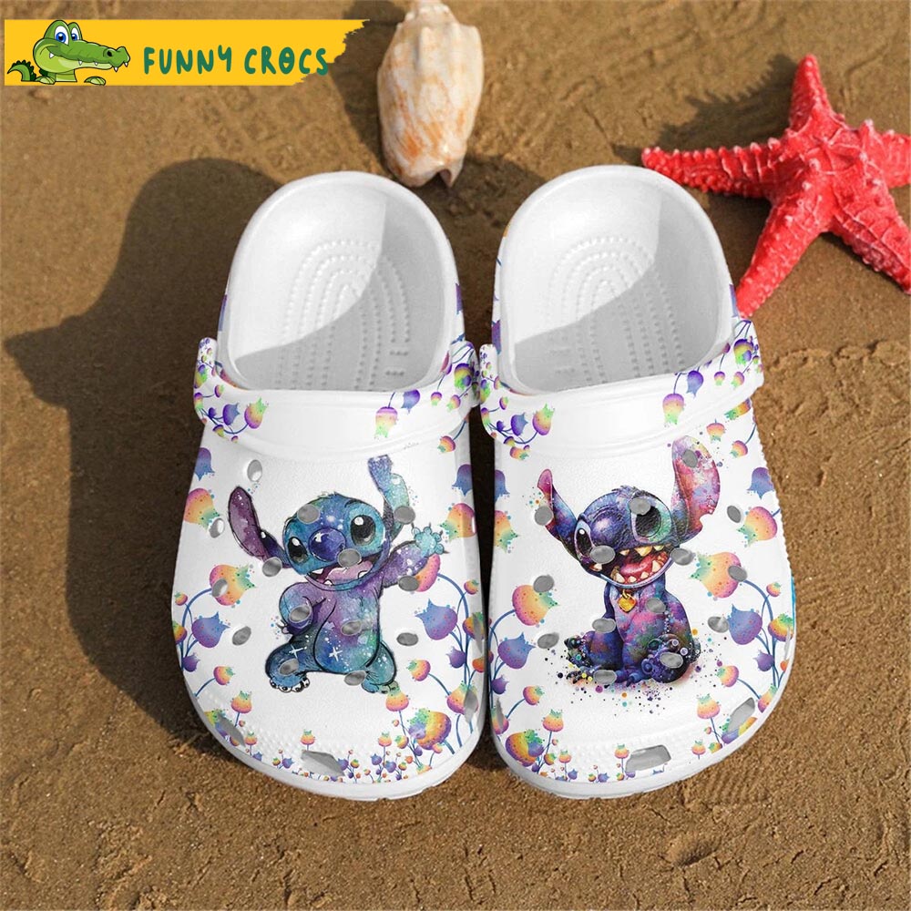 Funny White Flower Stitch Crocs Clog Shoes - Discover Comfort And Style Clog Shoes For Family