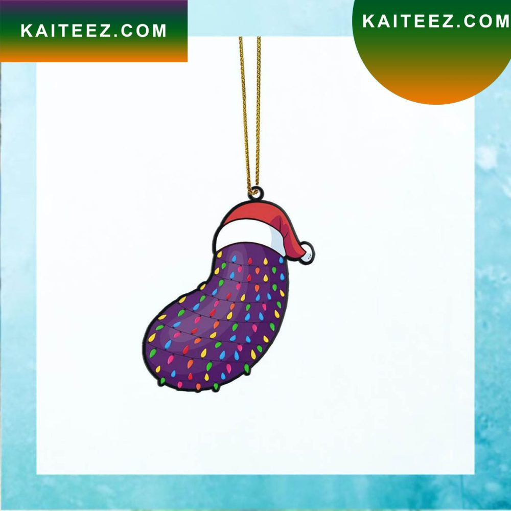 Gearhumans 3D Christmas Santa Hat Eggplant Fruit Christmas Custom Christmas Ornament