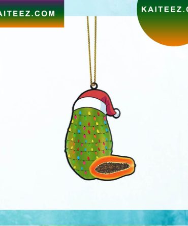 Gearhumans 3D Christmas Santa Hat Papaya Fruit Christmas Custom Christmas Ornament