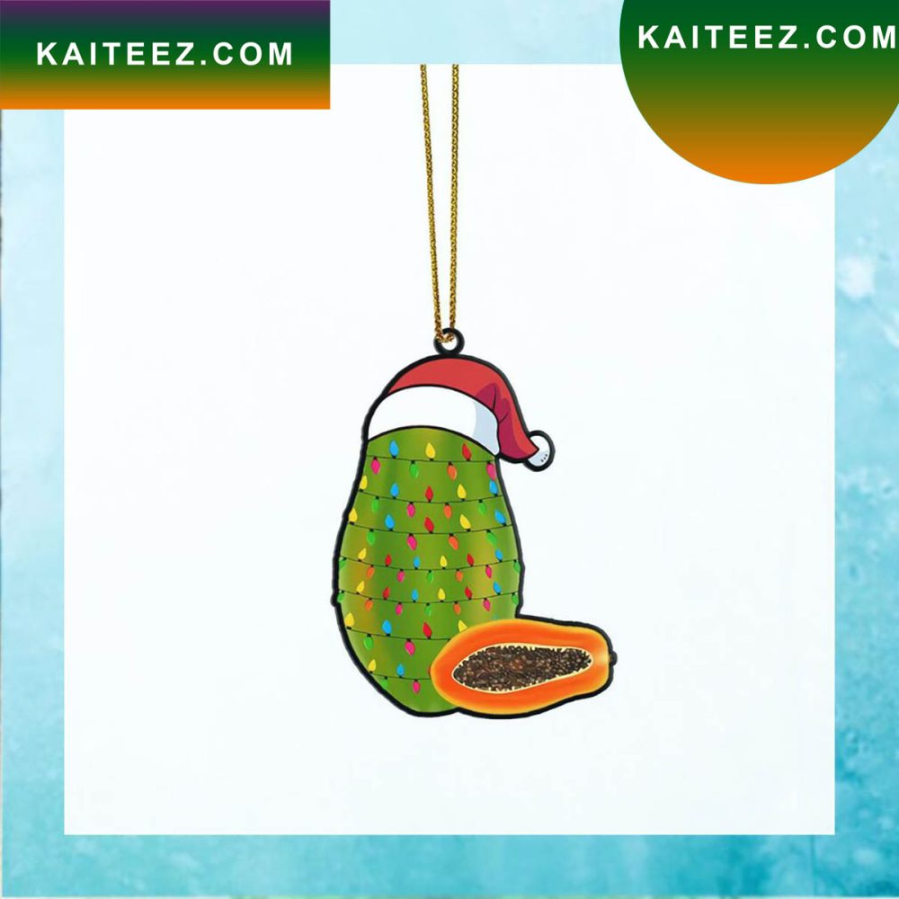 Gearhumans 3D Christmas Santa Hat Papaya Fruit Christmas Custom Christmas Ornament