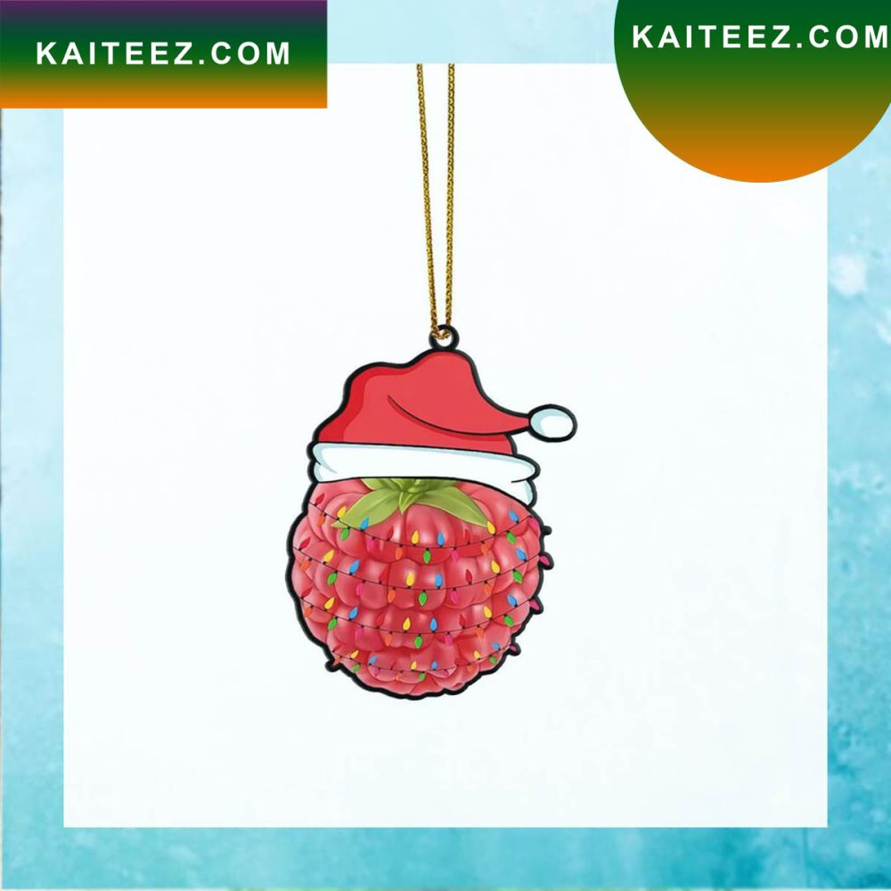 Gearhumans 3D Christmas Santa Hat Raspberry Fruit Christmas Customchristmas Ornament