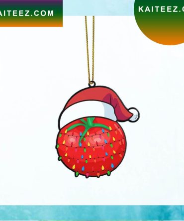 Gearhumans 3D Christmas Santa Hat Tomato Fruit Christmas Custom Christmas Ornament