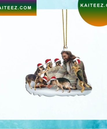 Gearhumans 3D Jesus Surrounded By German Shepherd Dogs Christmas Christmas Ornament