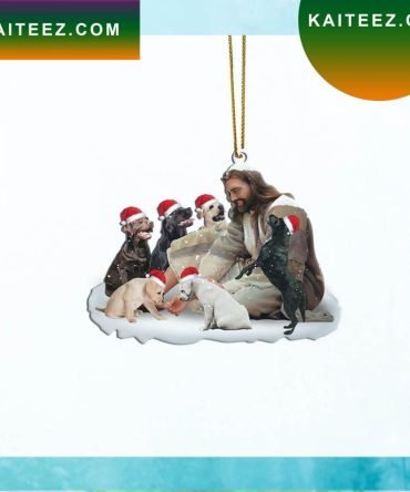Gearhumans 3D Jesus Surrounded By Labrador Dogs Christmas Custom Christmas Ornament