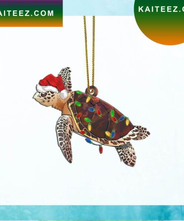 Gearhumans 3D Sea Turtle Wearing Santa Hat Merry Christmas Custom Christmas Ornament