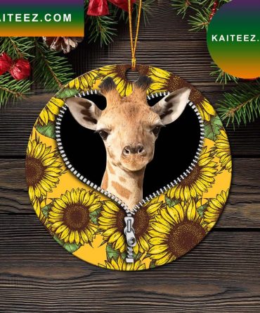 Giraffe Sunflower Zipper Mica Circle Ornament Perfect Gift For Holiday