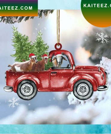 Goat Red Car Christmas Christmas Ornament