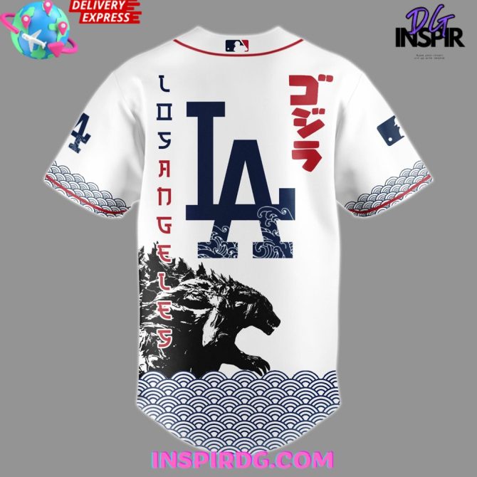 Godzilla X Los Angeles Dodgers Japan 2025 Baseball Jersey - Image 3