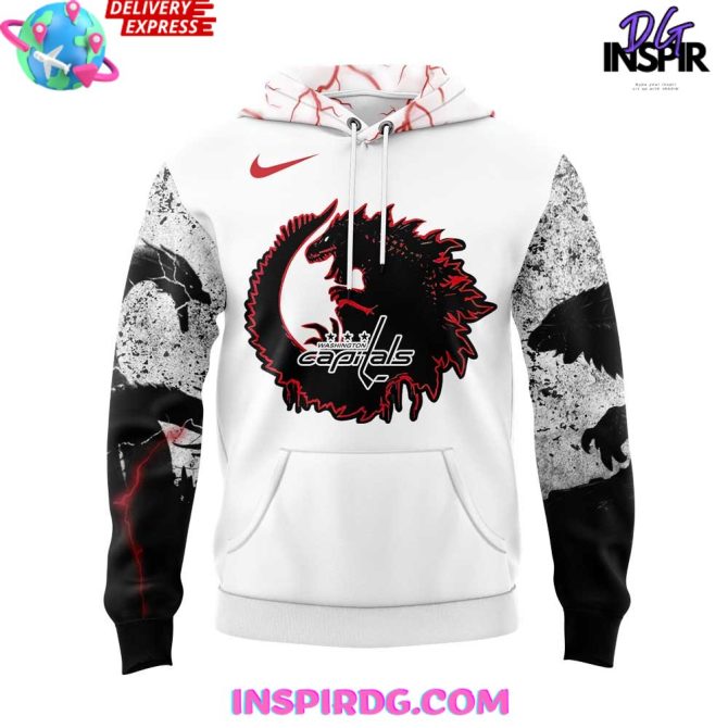 Godzilla X Washington Capitals Special Edition All Over Print Hoodie - Image 2