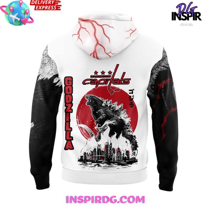 Godzilla X Washington Capitals Special Edition All Over Print Hoodie - Image 3