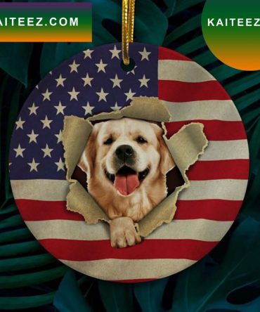 Golden Retriever Dog In American Flag  Ornament