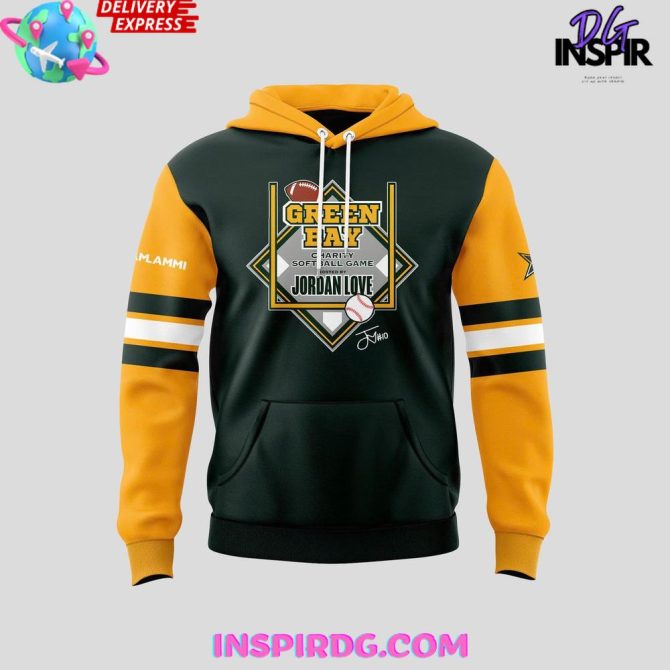 Green Bay Charity Softball Jordan Love Dark 2025 All Over Print Hoodie - Image 2