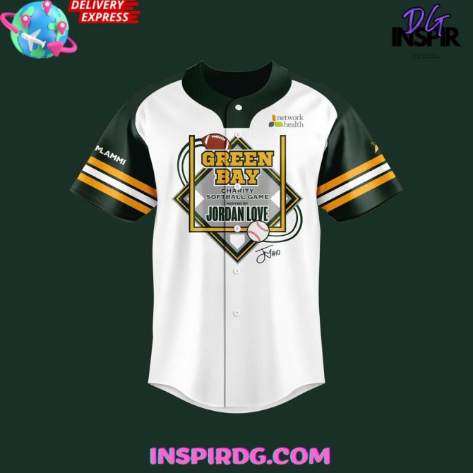Green Bay Charity Softball X Jordan Love 2025 Baseball Jersey - Image 2