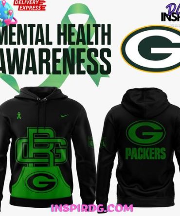 Mental Health Awareness Hoodie - Green & Black Packers Edition