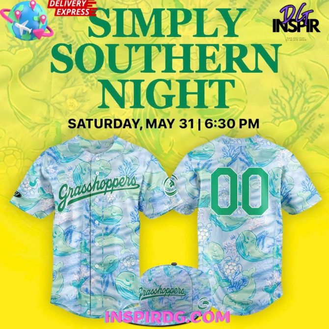 Greensboro Grasshoppers X 2025 Simply Southern Night Official Baseball Jersey