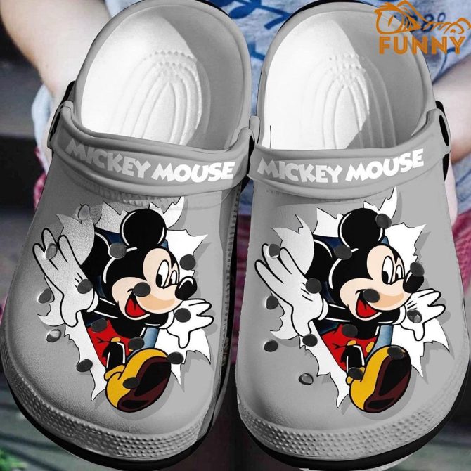 Grey Mickey Mouse Disney Crocs - Discover Comfort And Style Clog Shoes Unisex Clogs Garden Shoes