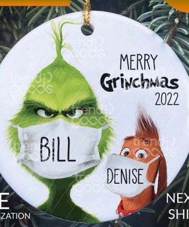 Grinch Max Christmas Face Mask Custom Name Grinch Christmas Ornament