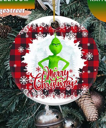 Grinchmas Buffalo Plaid Christmas Grinch Decorations Outdoor Ornament