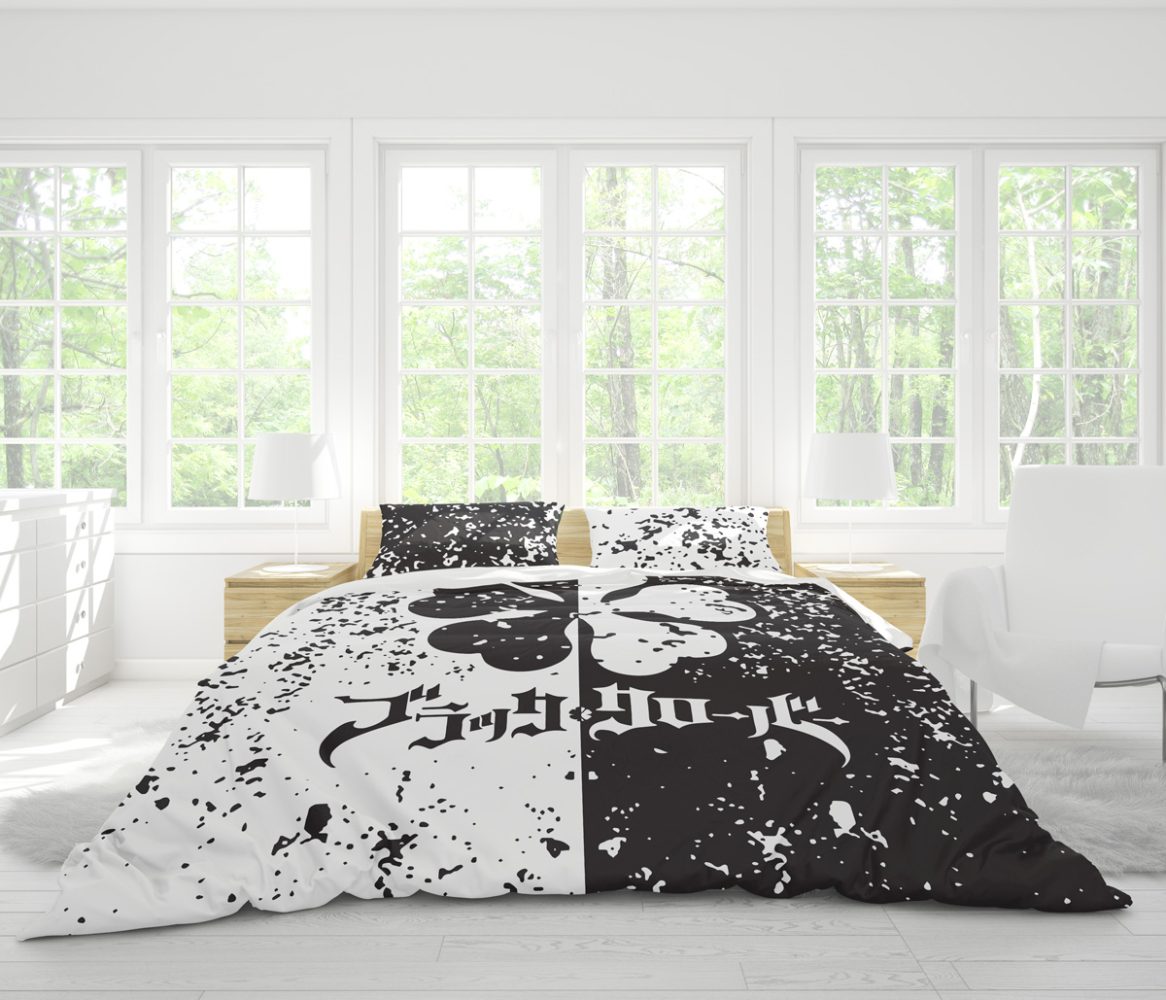 Grunge 5 Leaf Clover Black Clover Bedding Set - Image 4