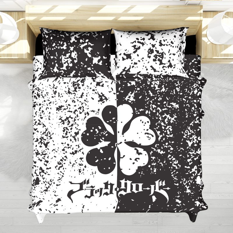 Grunge 5 Leaf Clover Black Clover Bedding Set - Image 5