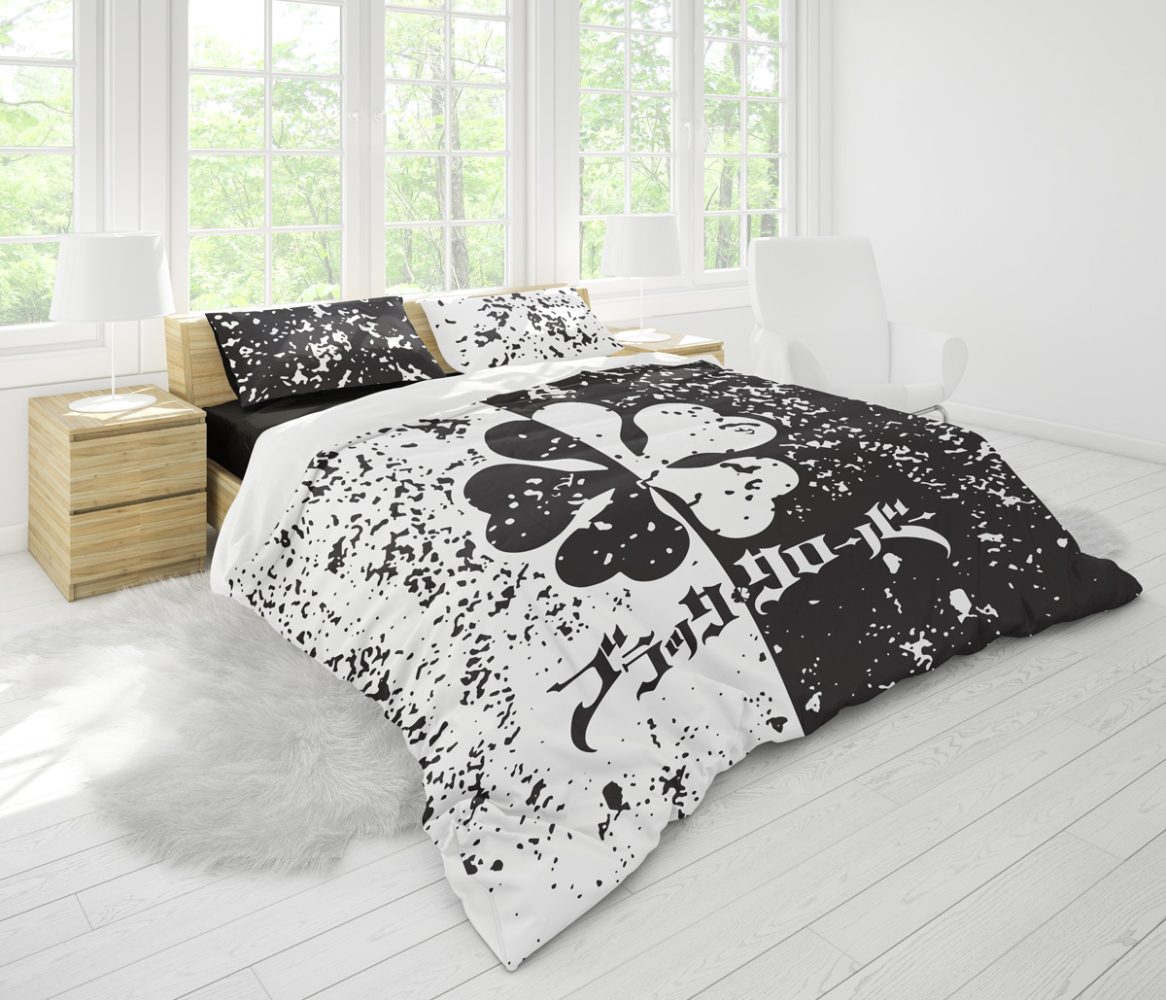 Grunge 5 Leaf Clover Black Clover Bedding Set - Image 3