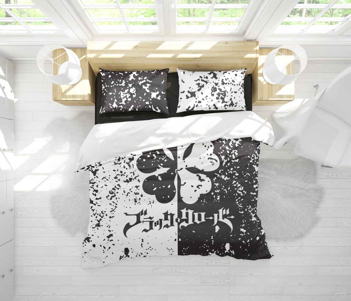 Grunge 5 Leaf Clover Black Clover Bedding Set - Image 2